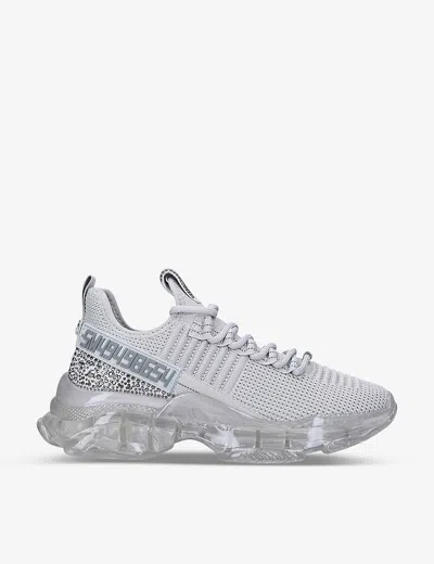 Steve Madden Maxilla-r Rhinestone-embellished Knitted Trainers In Grey