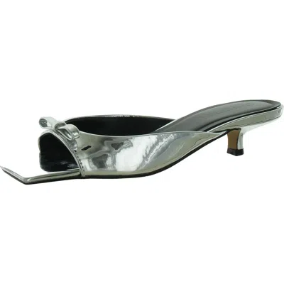 Steve Madden Womens Metallic Square Toe Kitten Heels In Silver