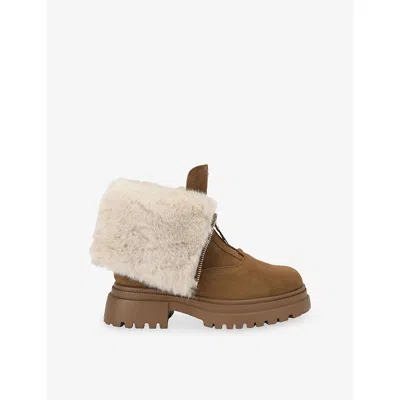 Steve Madden Womens Mid Brown Ripstorm Zip Suede Ankle Boots Eur 39 / 6 Uk