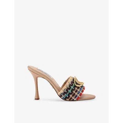 Steve Madden Womens Mult/other Dappery Heeled Raffia Sandals Eur 38/5 Uk In Multi