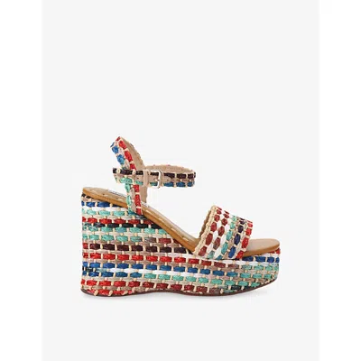 Steve Madden Womens Mult/other Saucie Heeled Raffia Wedges Eur 37 / 4 Uk In Multi