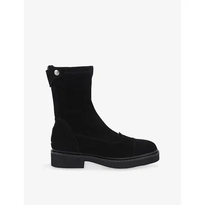 Steve Madden Womens Myer Flat Suede Ankle Boots Black Eur 39 / 6 Uk