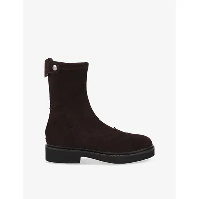 Steve Madden Womens Myer Flat Suede Ankle Boots Dark Brown Eur 40 / 7 Uk
