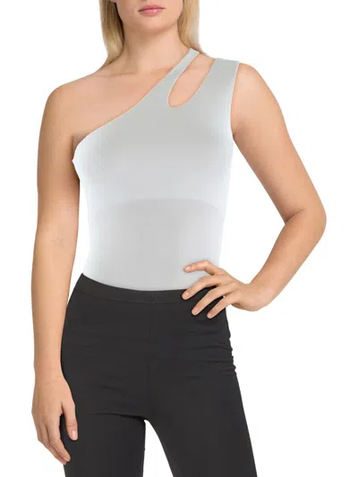 Steve Madden Womens One-shoulder Cut-out Bodysuit In White