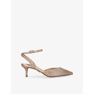 Steve Madden Womens  Kittie Embellished Backless Heeled Woven Courts In Pale Pink