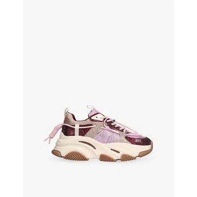 Steve Madden Womens Pink Comb Vault Woven Trainers Eur 36 / 3 Uk In Multi