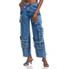 Steve Madden Womens Pocket Denim Cargo Jeans In Blue