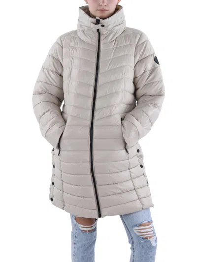 Steve Madden Womens Quilted Lightweight Puffer Jacket In White
