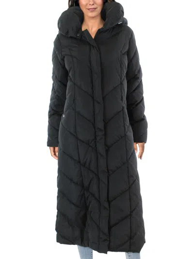 Steve Madden Womens Quilted Maxi Parka Coat In Black