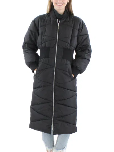 Steve Madden Womens Quilted Nylon Parka Coat In Black