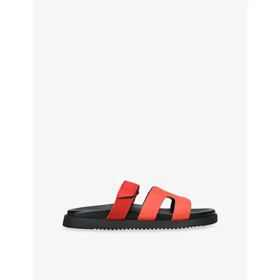 Steve Madden Womens Red Missile Flat Faux Leather Sandals Eur 38/5 Uk In Multi