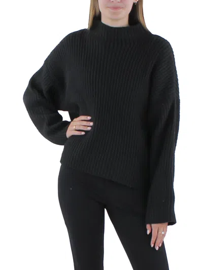 Steve Madden Womens Ribbed Mock Neck Pullover Sweater In Black
