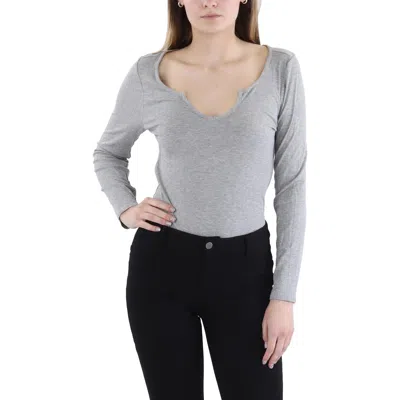 Steve Madden Womens Ribbed Rayon Bodysuit In Grey