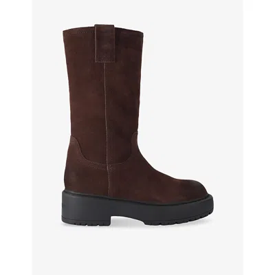 Steve Madden Womens Ruckus Suede Boots Dark Brown Eur 36 / 3 Uk