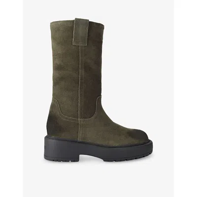 Steve Madden Womens Ruckus Suede Boots Dark Green Eur 38/5 Uk