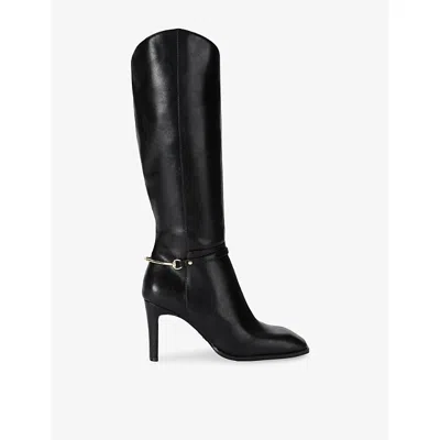Steve Madden Womens Shield Leather Heeled Knee-high Boots Black Eur 39 / 6 Uk