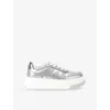 Steve Madden Womens Silver Dynamo-r Faux Metallic-leather Low-top Trainers Eur 41 / 8 Uk In Silver