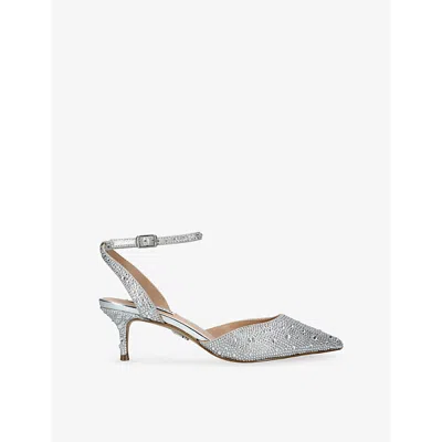 Steve Madden Womens  Kittie Embellished Backless Heeled Woven Courts In Silver