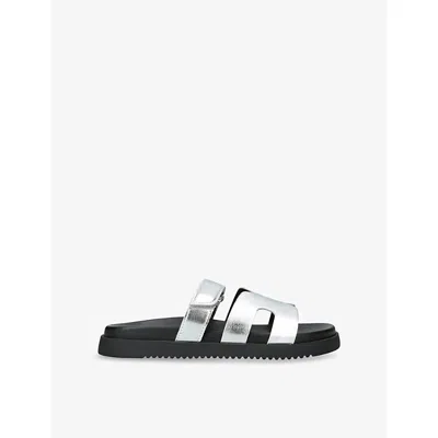 Steve Madden Womens Missile Leather Sandals Silver Eur 40 / 7 Uk
