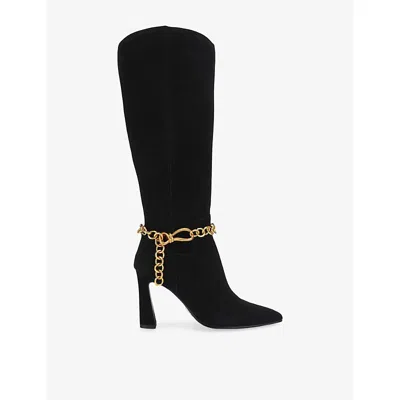 Steve Madden Womens Skorcher Suede Heeled Knee-high Boots Black Eur 38/5 Uk