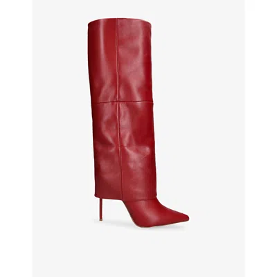 Steve Madden Womens Red Smith Leather Heeled Knee-high Boots Eur 39 / 6 Uk