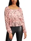 Steve Madden Womens Snake Print Peplum Blouse In Multi