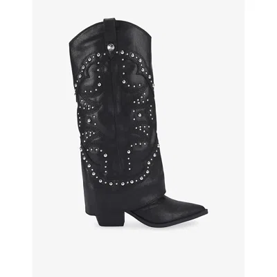 Steve Madden Womens Stagecoach Leather Boots Black Eur 38/5 Uk