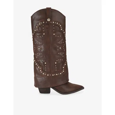 Steve Madden Womens Stagecoach Leather Boots Dark Brown Eur 39 / 6 Uk
