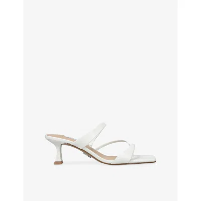 Steve Madden Womens White Ajay Leather Heeled Sandals Eur 41 / 8 Uk