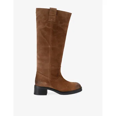 Steve Madden Womens Taupe Banner Suede Knee-high Boots Eur 38/5 Uk In Brown