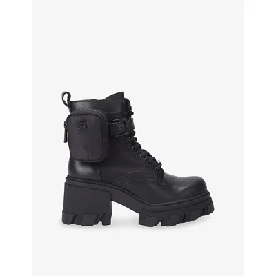 Steve Madden Womens  Barracks Leather Biker Boots In Black