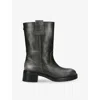 Steve Madden Womens Black/comb Benedict Leather Heeled Boots Eur 37 / 4 Uk In Black