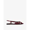 Steve Madden Womens  Dazzled Bow-embellished Leather Slingback Flats In Wine