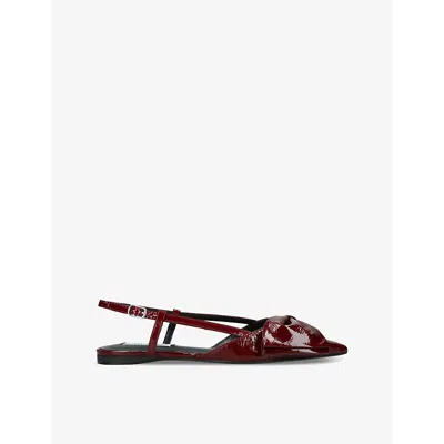 Steve Madden Womens  Dazzled Bow-embellished Leather Slingback Flats In Wine