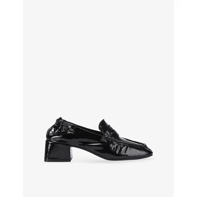 Steve Madden Womens  Estee Heeled Patent-leather Loafers In Black