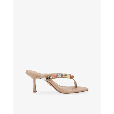 Steve Madden Womens  Faroh Faux-leather Heeled Sandals In Beige Comb