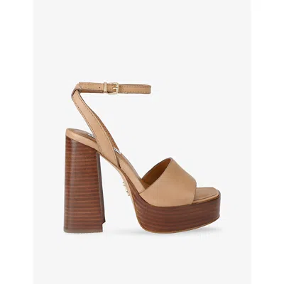 Steve Madden Womens Mid Brown Floria Leather Heeled Sandals Eur 41 / 8 Uk