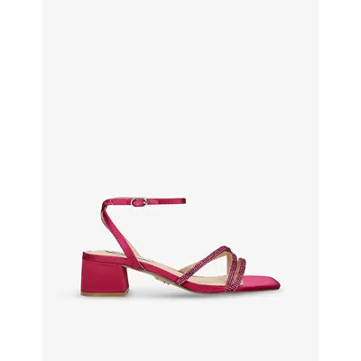 Steve Madden Womens  Gabby Diamante-embellished Heeled Satin Sandals In Wine