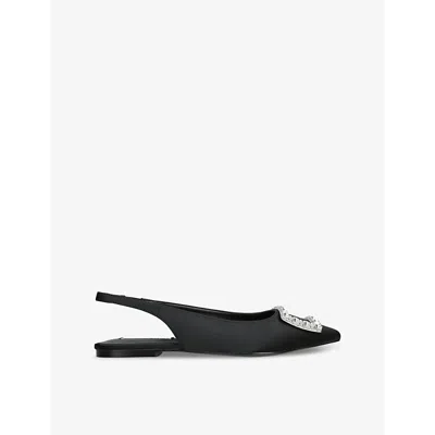 Steve Madden Womens  Isabelle Crystal-embellished Satin Slingback Flats In Black