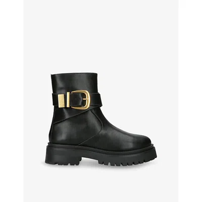 Steve Madden Womens Black Lexs Buckled Leather Boots Eur 41 / 8 Uk