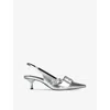 Steve Madden Lezley Womens Solid Faux Leather Slingback Heels In Silver