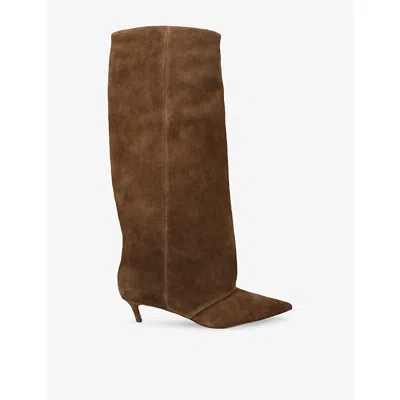 Steve Madden Womens Mid Brown Luca Suede Heeled Boots Eur 38/5 Uk