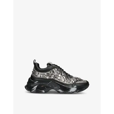 Steve Madden Womens  Manifesto Rhinestone-embellished Woven Low-top Trainers In Black