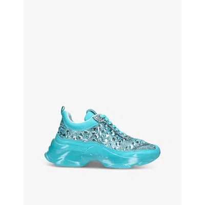 Steve Madden Womens  Manifesto Rhinestone-embellished Woven Low-top Trainers In Blue