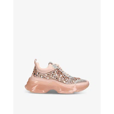 Steve Madden Womens  Manifesto Rhinestone-embellished Woven Low-top Trainers In Pale Pink