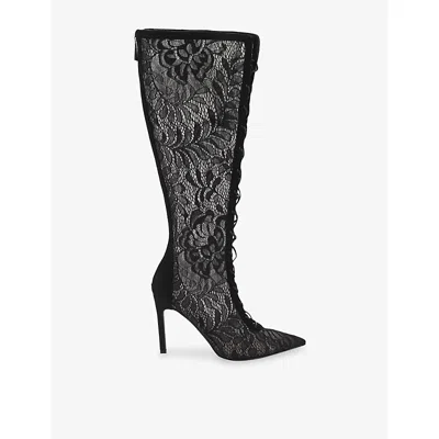 Steve Madden Womens  Maxine Lace Heeled High-leg Boots In Black