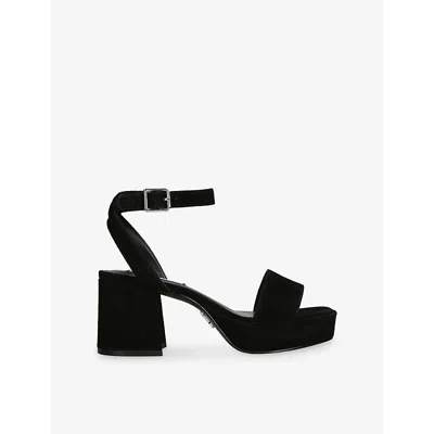 Steve Madden Womens Black Mercerr 015 Suede Heeled Sandals Eur 38/5 Uk