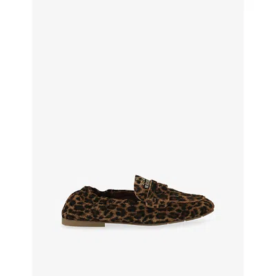 Steve Madden Womens  Newbury Leopard Suede Loafers In Black/comb