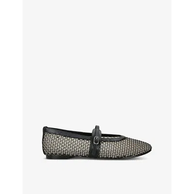 STEVE MADDEN WOMENS BLACK REJOICE-MR RHINESTONE-EMBELLISHED MESH FLATS EUR 41 / 8 UK