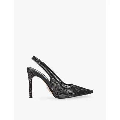 Steve Madden Womens Black Reyes Lace Heeled Slingback Courts Eur 37 / 4 Uk